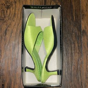 Gently worn White Stag lime green heals